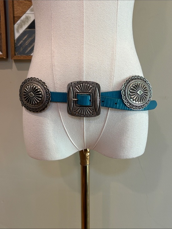 Vintage Polo Ralph Lauren Turquoise Western Leather Concho Belt